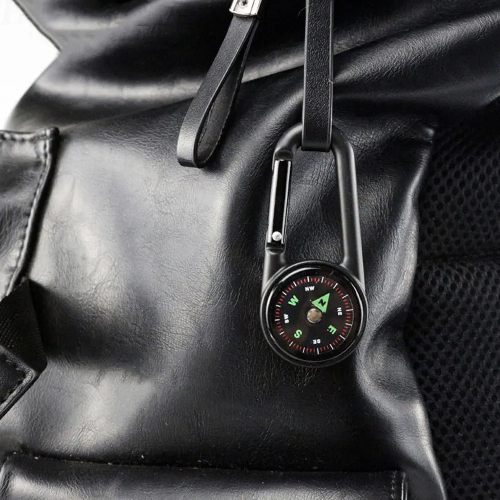 

2Pcs Compass Survival Portable Mini Double-Sided Carabiner Hiking Camping Pocket Compass Hiking Supplies Key Chain Carabiner