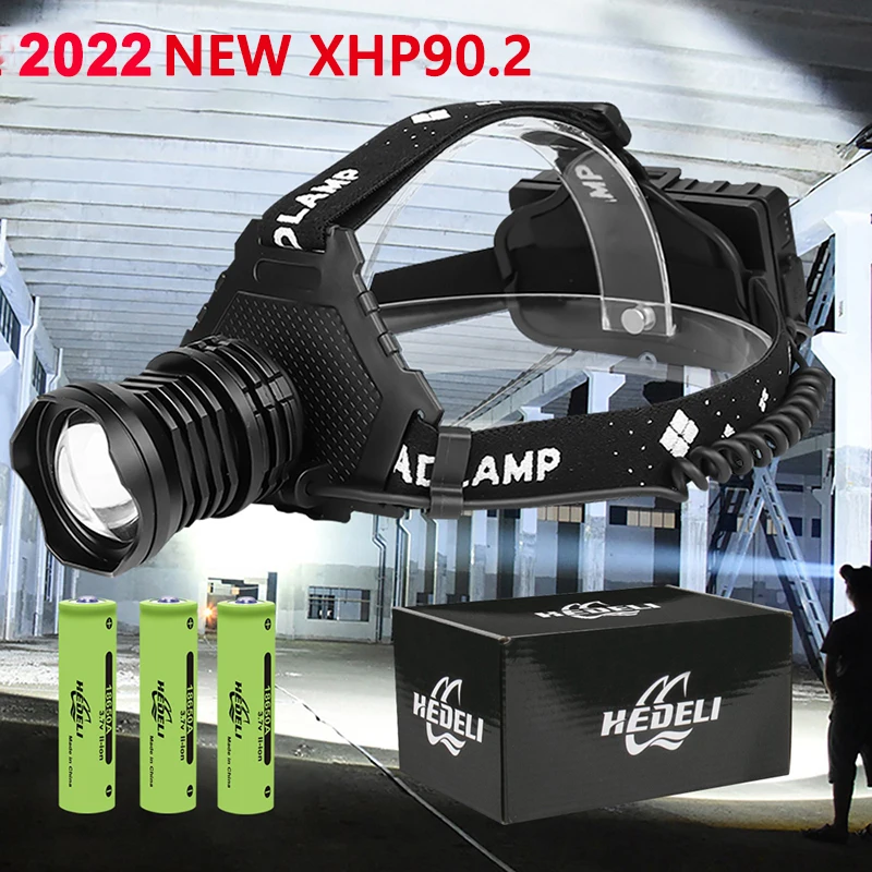 New XHP90.2 Head Lamp XHP90 LED Headlamp 18650 High Power LED Headlight 42W USB Zoom Rechargeable XHP70 XHP50 Camping Work Light