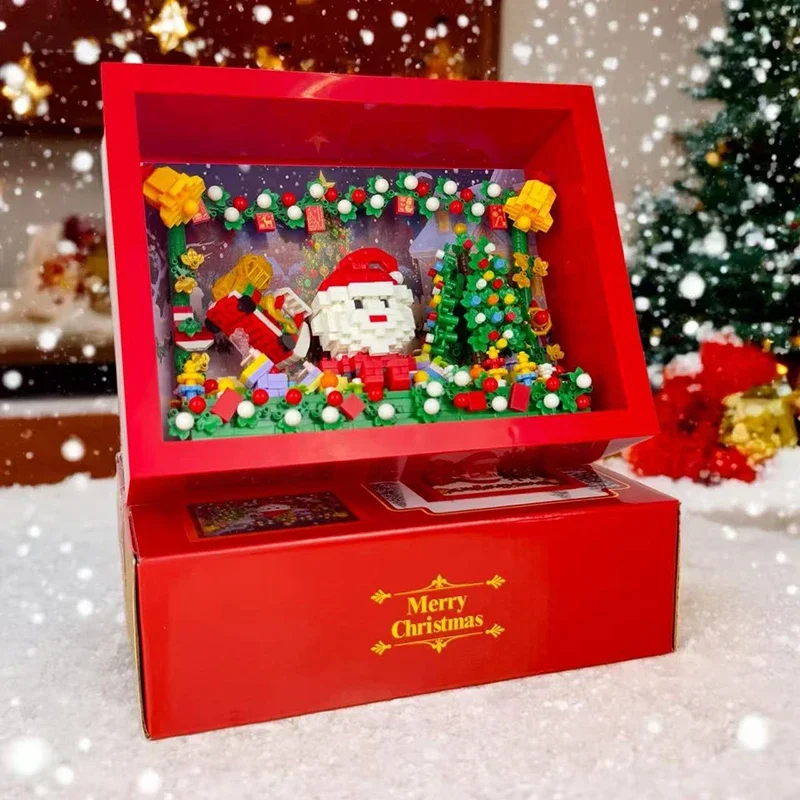 Presentes de natal papai noel árvore 1156 peças blocos de construção diy molduras bloco montagem brinquedos perto do ano brinquedos para crianças criança