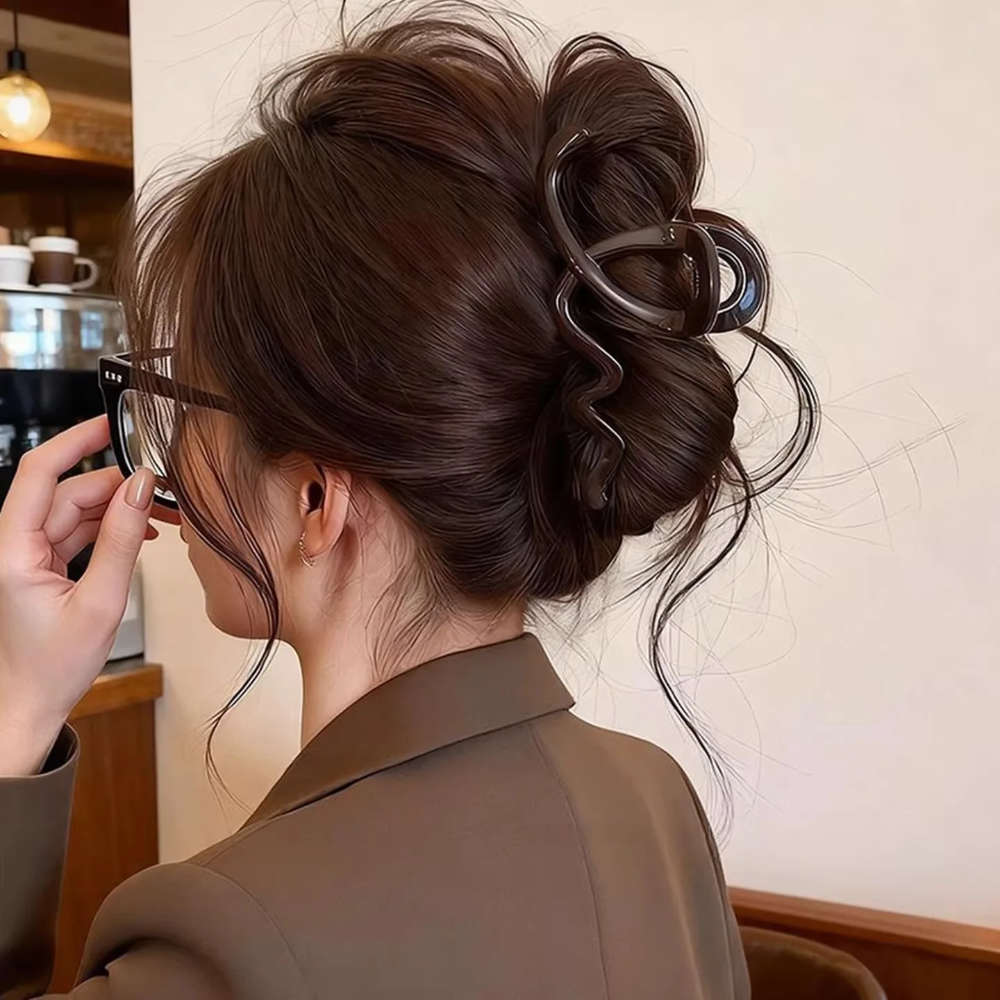 2 Stück/Set Elegante, einfarbige Wellen-Haarspange aus Kunststoff für Damen und Mädchen, süße Haarspange, Haarclip, Haarnadel, Haar-Accessoires – Detail 4