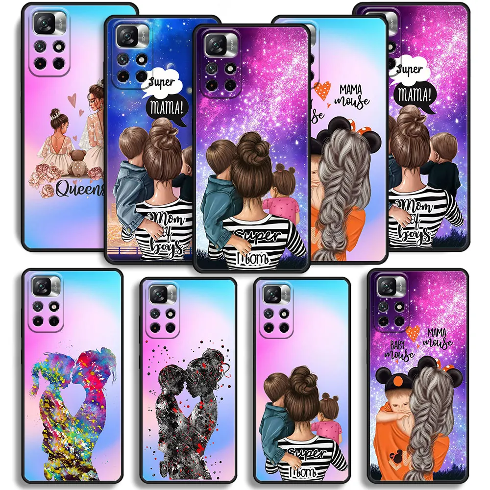 여아 남아 슈퍼 엄마 TPU 셀 소프트 케이스, 샤오미 레드미 5G 9 9A 10A 10C 9C 노트 10 11 프로 노트 10 프로 노트 10 프로 9S 11E 8T 10