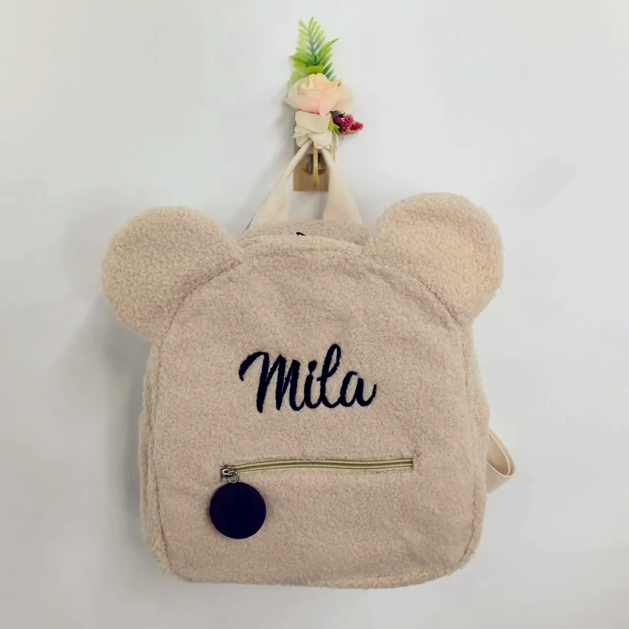 Personalized Embroidered Teddy Bear Backpack Custom Name Portable Children Travel Shopping Bag Rucksack Women\'s Shoulder Bag