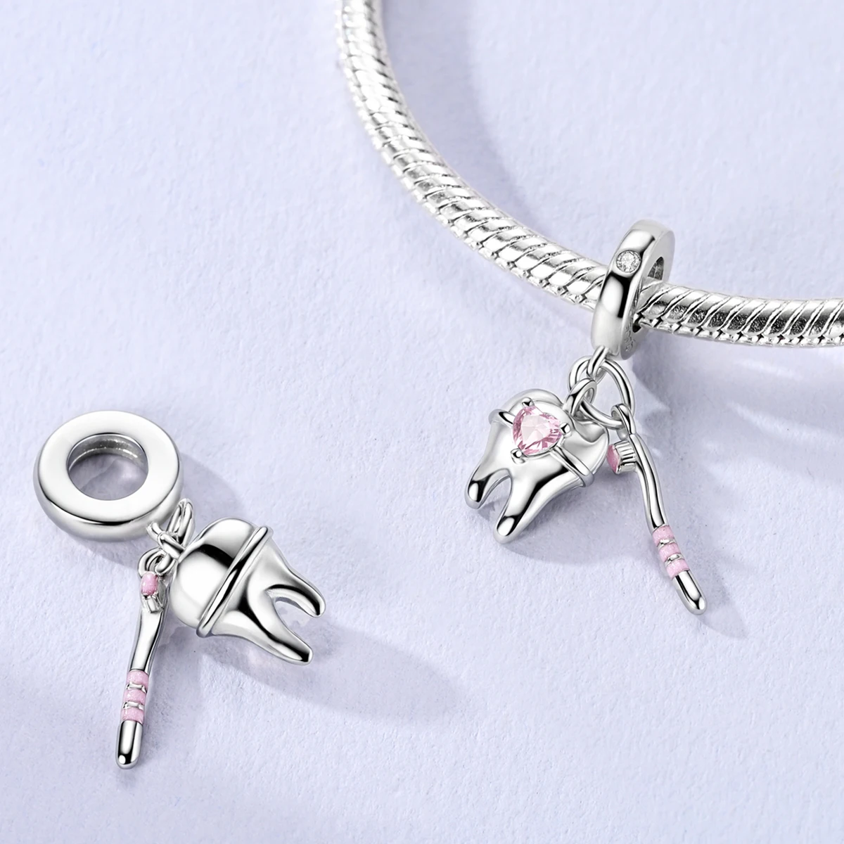 Original 925 Sterling Silver Charms Bead Toothbrush Pendant Tooth Bead Fit Original Bracelet For Women DIY Jewelry Gift