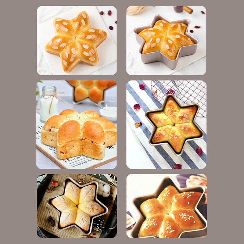 Champagne Gold Star Shaped Cake Pan Mold Baking Hexagonal 3D Nonstick Coated Baking Pan Bread Cheese Oven Pan Kitchen Tools