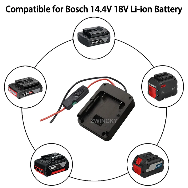 

Базовый корпус адаптера «сделай сам» для Bosch 14,4 В, 18 В, адаптер питания для аккумулятора с предохранителем 14AWG для грузовика, радиоуправляемый автомобиль, игрушечный автомобиль