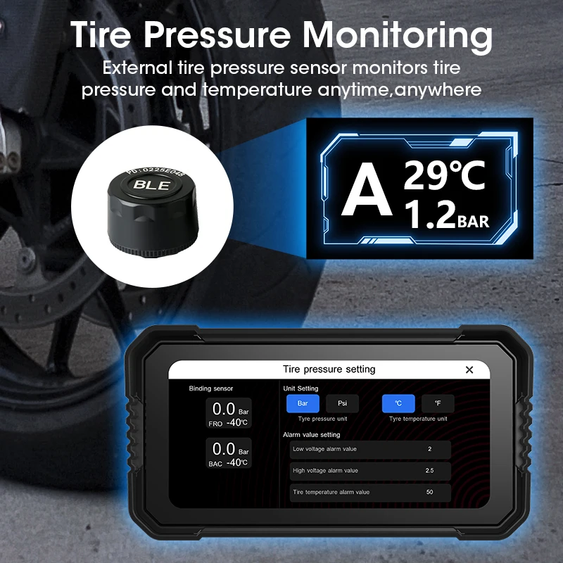 6.25 inch Carplay Screen Motorcycle GPS Navigation DVR Dual Cameras Drive Recorder IPX7 Waterproof Moto Monitor Support TPMS