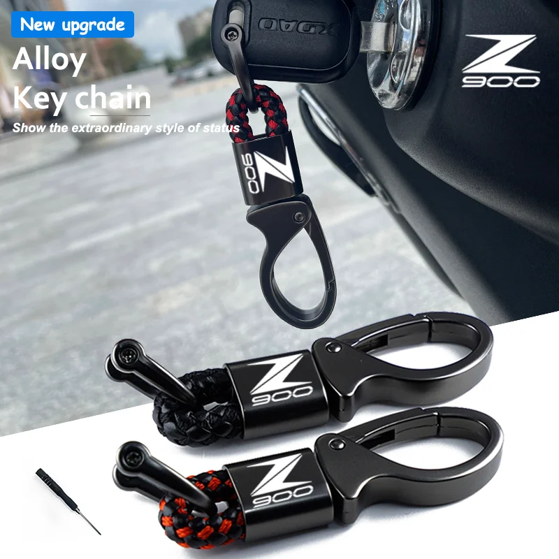 

For Kawasaki Z900 Z 900 2017 2018 2019 2020 2021 2022 Accessories Custom LOGO Motorcycle Braided Rope Keyring Metal Keychain