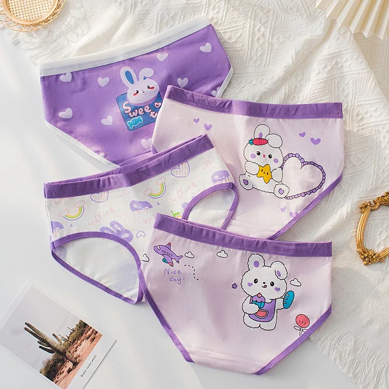 4 Stück weiche, antibakterielle Baumwoll-Slips für Kinder und Mädchen, Höschen mit Cartoon-Print, atmungsaktive Unterwäsche für Kinder von 3–16 Jahren – Detail 13