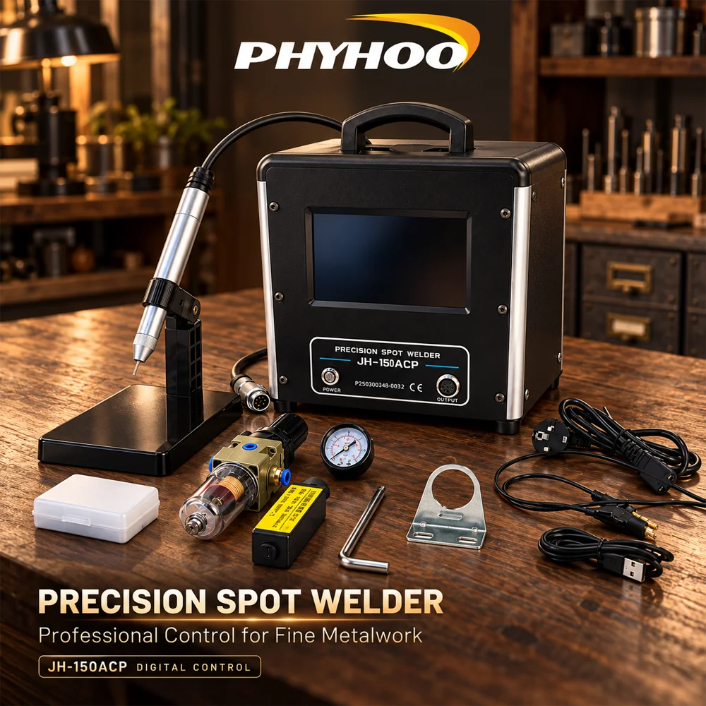 PHYHOO 220V Digital Spot Welding Machine JH150ACP for Jewelry Repairs Gold Silver Platinum Metalwork with Tungsten Pen Argon Gas