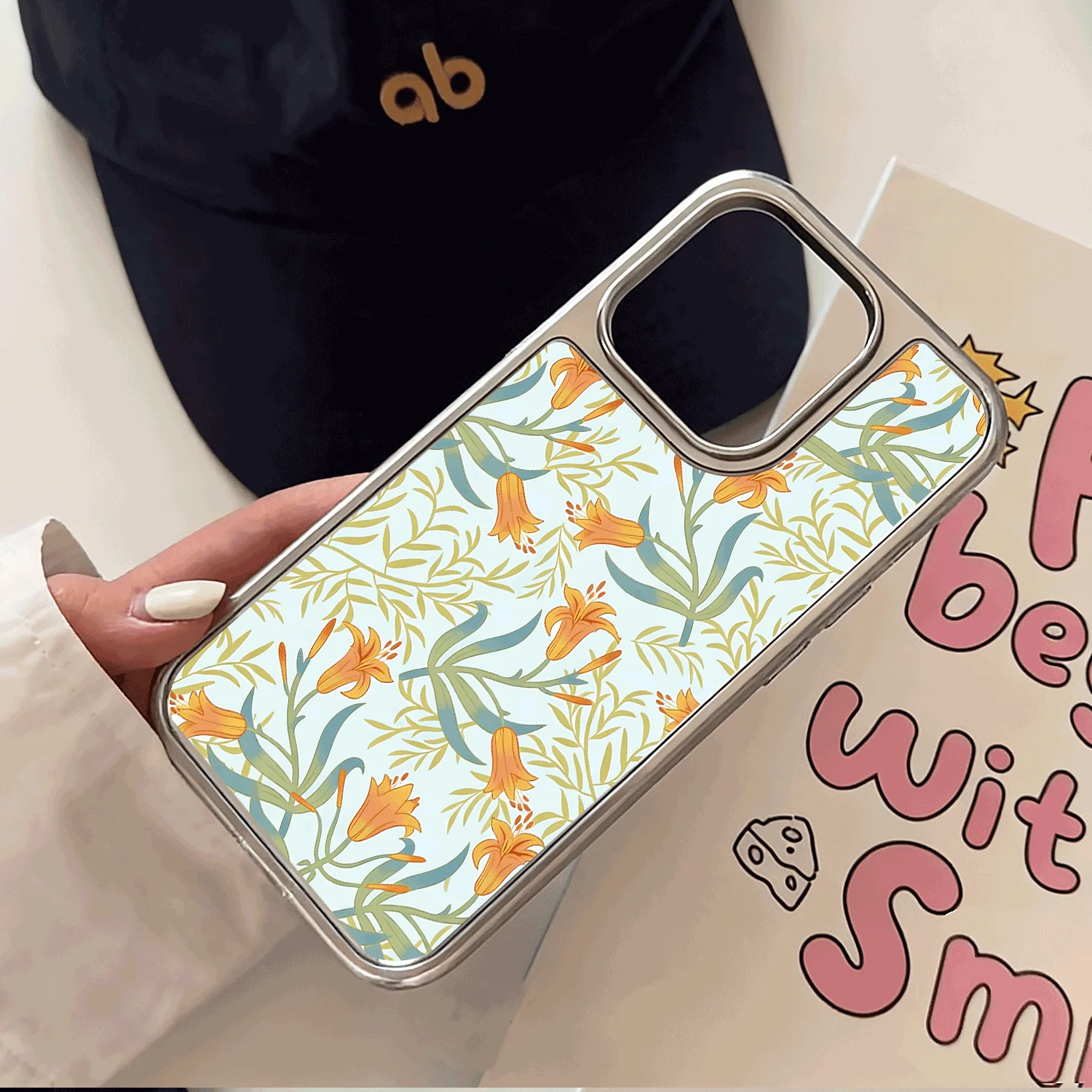 

2026 Korean Matte Cover for iPhone 17 Air 16 15 Pro Max 14 Plus 13 Pro 12 11 Luxury Flower Camera Protection Bumper Silver Guard