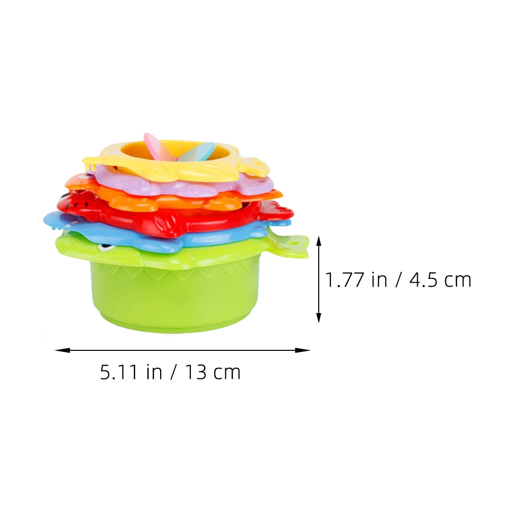 6 Pcs Cups Colorful Toddler Bath Toy Smooth Cartoon Beach Toy Surface Baby Play Montessori Learning Water Play