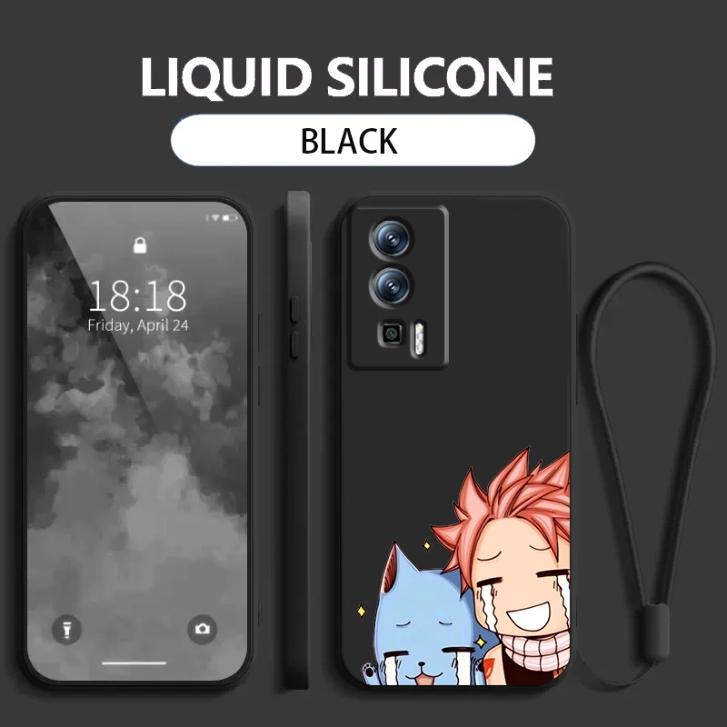 F-Fairy Tail Cartoon Cute Liquid Left Rope For Xiaomi Redmi 13C 12 12C K60 A1 K50 11 K40 10C 10 9A 9AT 9T 9C 5G Back Phone Case