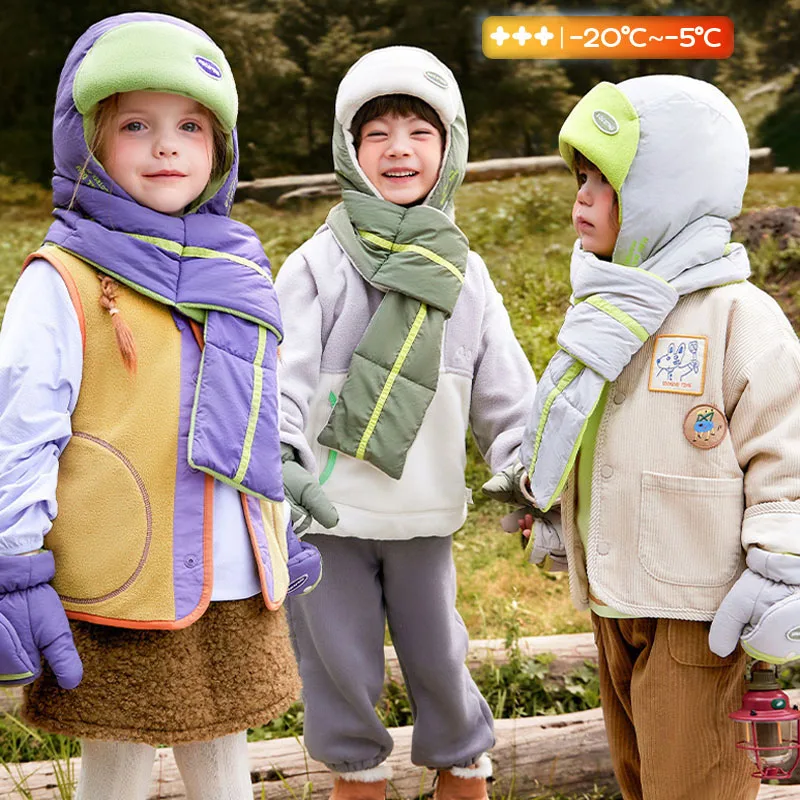 

Детская теплая зимняя шапка, шарф, комплект из 2 предметов для мальчиков и девочек, толстая ветрозащитная шапка с защитой ушей и шарф, комбинированный комплект для детей 2–12 лет