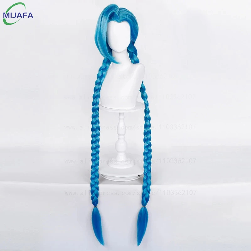 Jinx Long Braided Blue Cosplay Wig