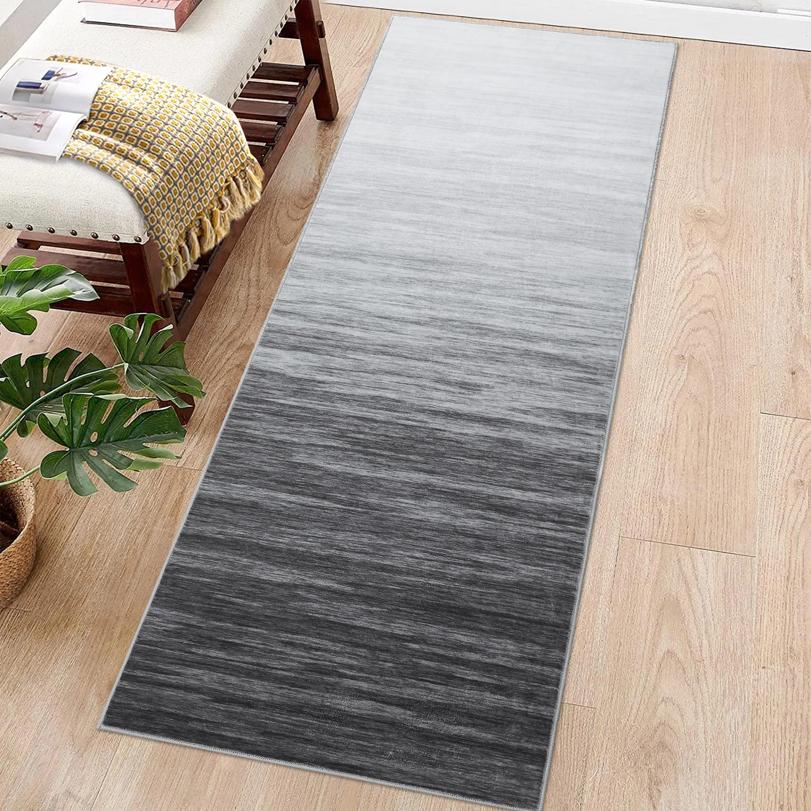 Machine Washable Area Rug, Modern Ombre Gradient Carpet with Non-Slip Backing, Non-Shedding Indoor Floor Rug for Living Room Bedroom Laundry Room, Contemporary Decorative Accent Throw Rug