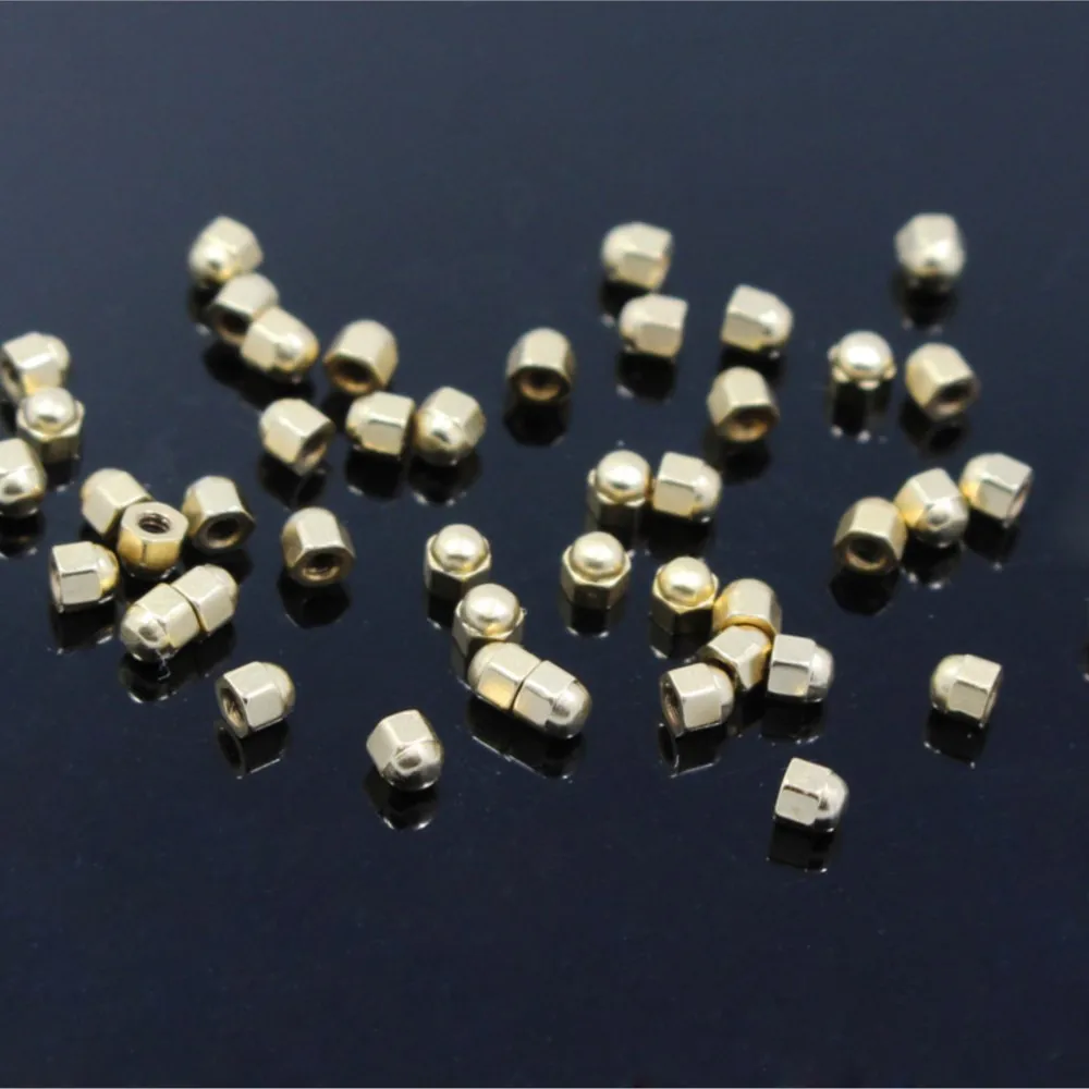 200pcs Gold Color Size 1.4x2.5mm Metal Eyeglasses Glasses Screw Nuts Cap Optical Accessories