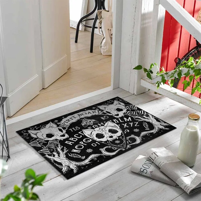 Dark Gothic Floor Mat for Household Bathroom, Dirt Resistant Foot Mat for Entry, Black Wear-resistant Decorative Door Mat