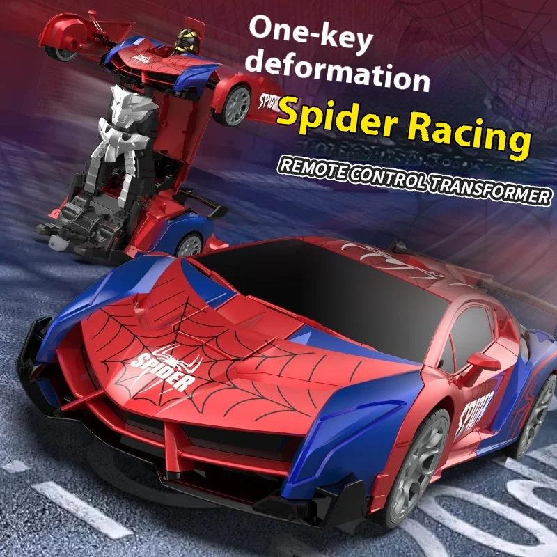 Anime Model Remote Transformation Car 1:18 One Click Transformation Spider Remote Control Car Electric Kids Toy Sports Car Gifts