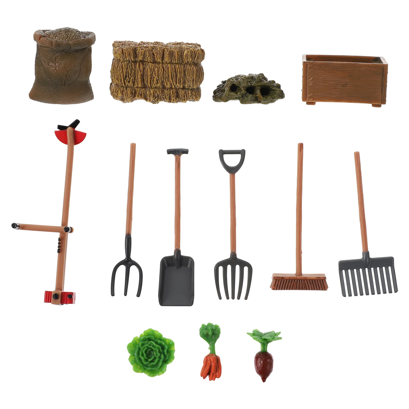 

13 Pcs Farm Tool Model Replica Scene Mini Ornament Desktop Feed Toy Set Realistic Tools Micro Landscape Prop Plastic Material