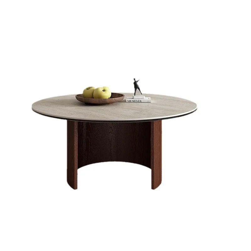 

Solid wood coffee table wabi-sabi wind round designer coffee table Italian minimalist walnut board