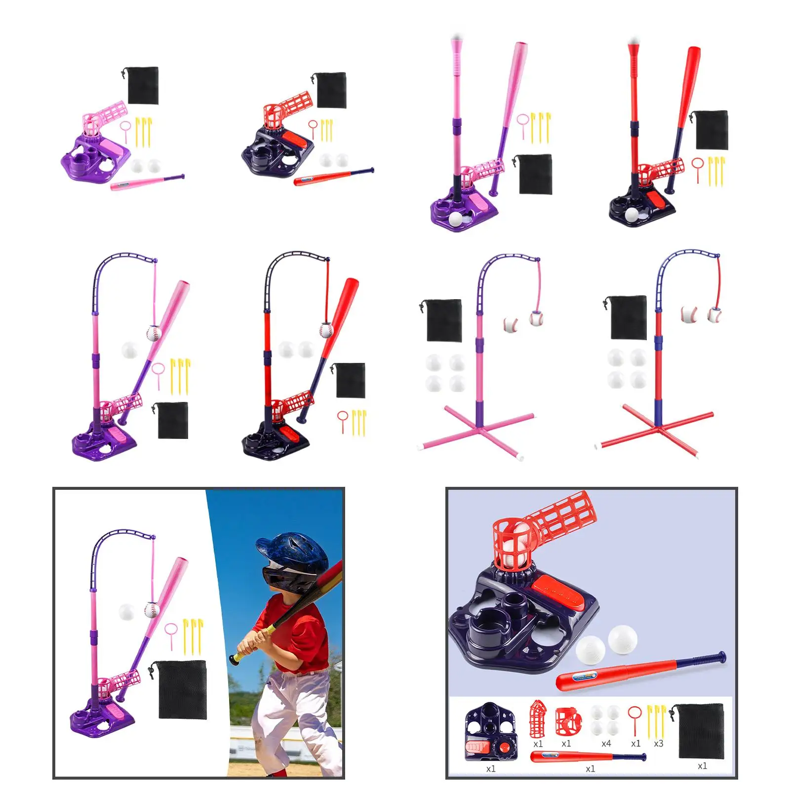 Kids Baseball Pitching Machine Retractable Bat Birthday Christmas Activities Outdoor Sports Baseball Pitcher Batting Machine