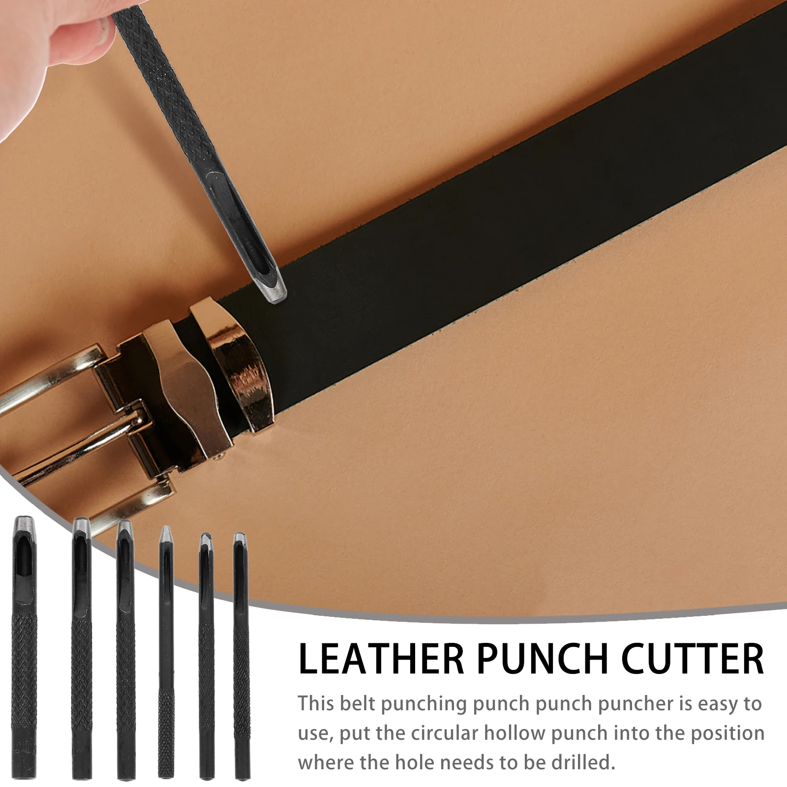 

6pcs Steel Hollow Punch Tool Cutter for Belt Making Multilayer Fabric Drill Equipment Various Sizes Durability
