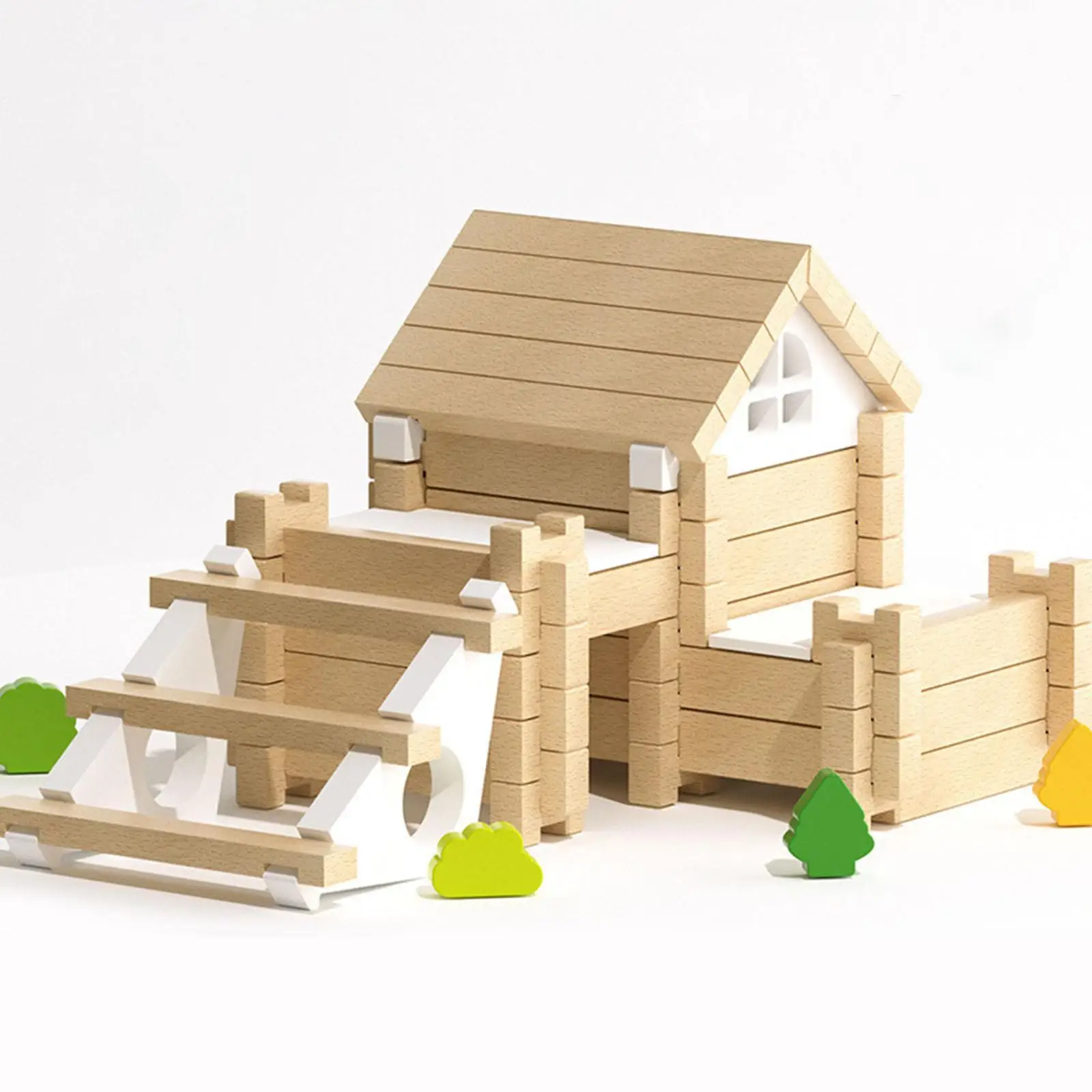 Wooden Building Block Set DIY Assembly House for Boys Girls 3 4 5 Year Old