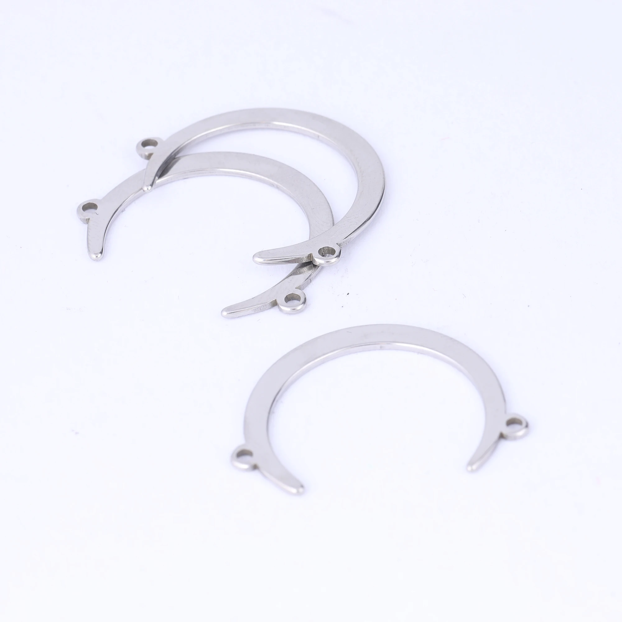 20pcs stainless steel moon shape earring connectors diy jewelry making supplies 23x27mm