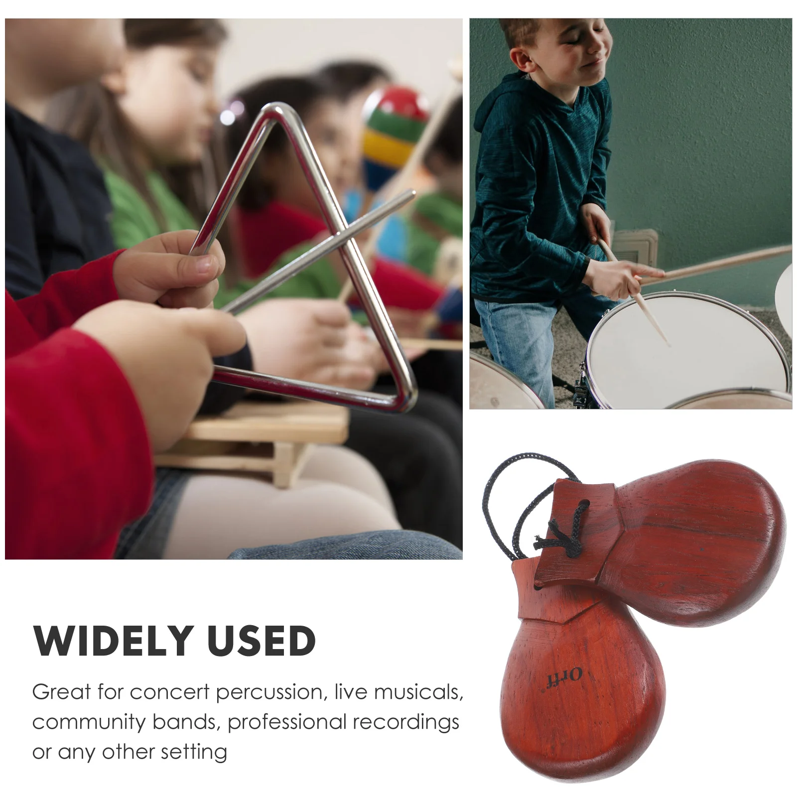 Western Percussion Large Stemless Castanets Instrument Spanish 1 Toddler Musical Instruments Rattle Pear Wood