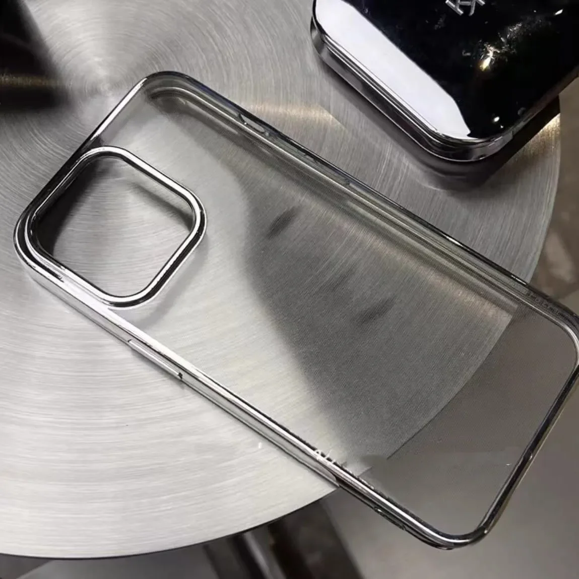 Luxury Simple Electroplated Silver Frame Clear Phone Case Fo
