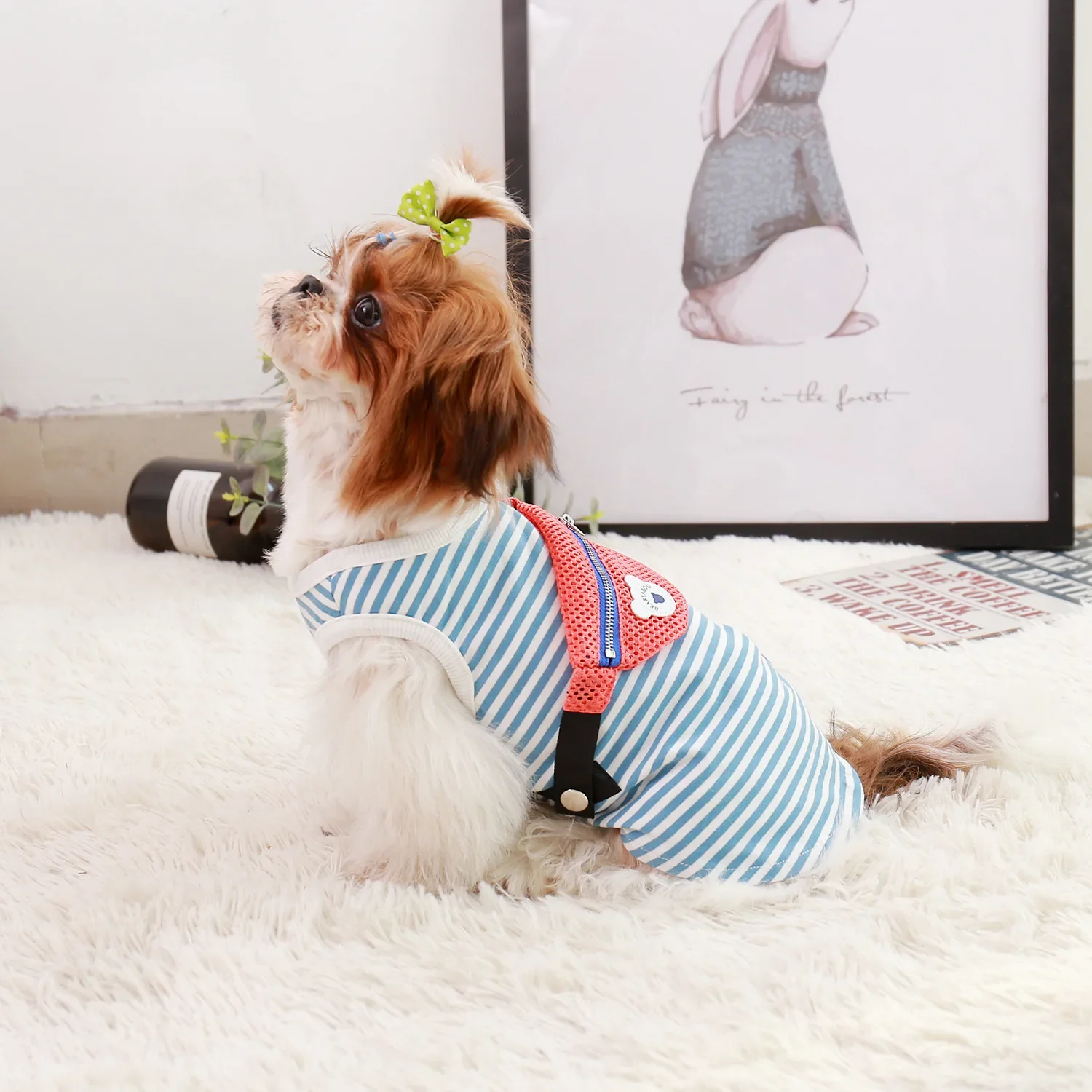 Japanese and Korean New Dog Summer Clothes Cotton Stretch Backpack Vest Teddy Fa Fight Pet Clothing