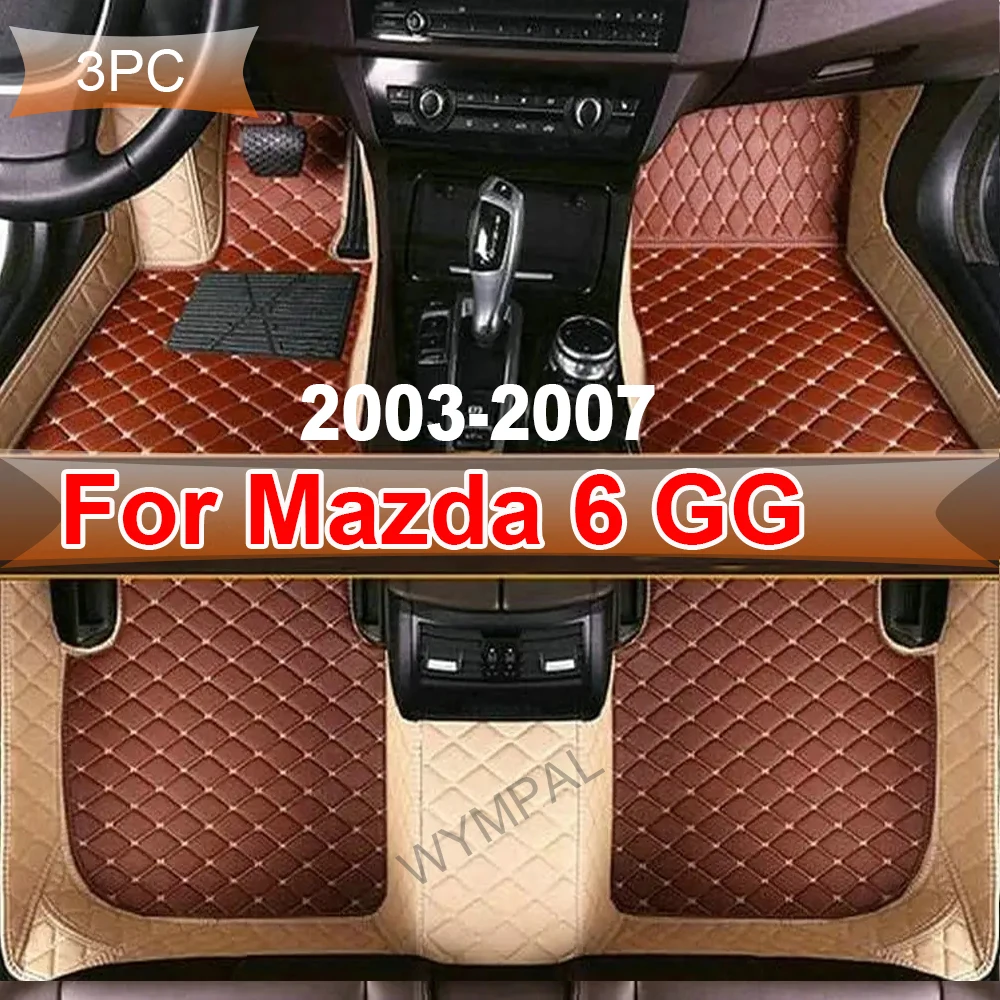 Custom Automotive Car Floor Mats For Mazda 6 GG 2003 2004 2005 2006 2007 Auto Luxury Leather Men Women Car Mats Full Coverage