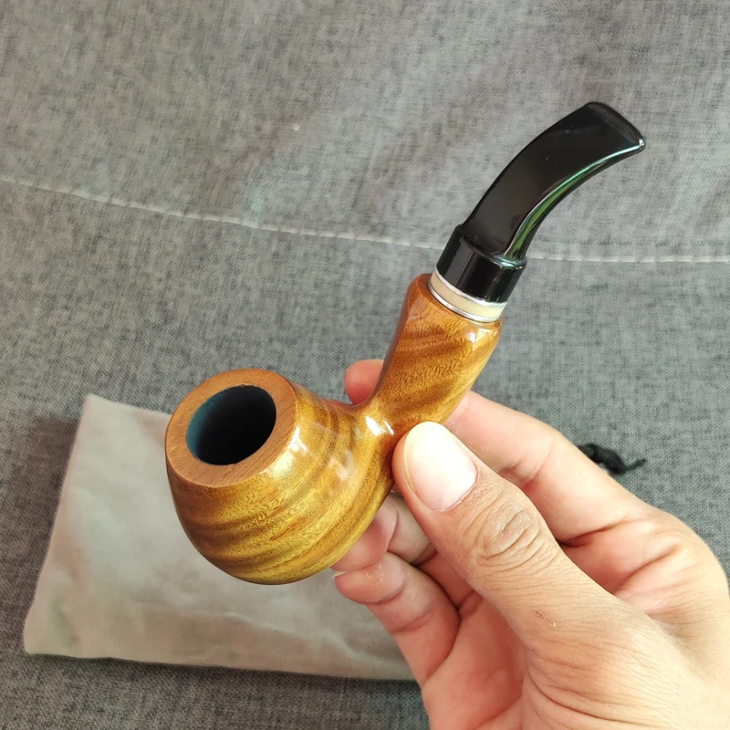 1pcs New Ebony Wood Pipes Classic Creative Solid Wood Pipe Accessories Smoking Craft Pipes