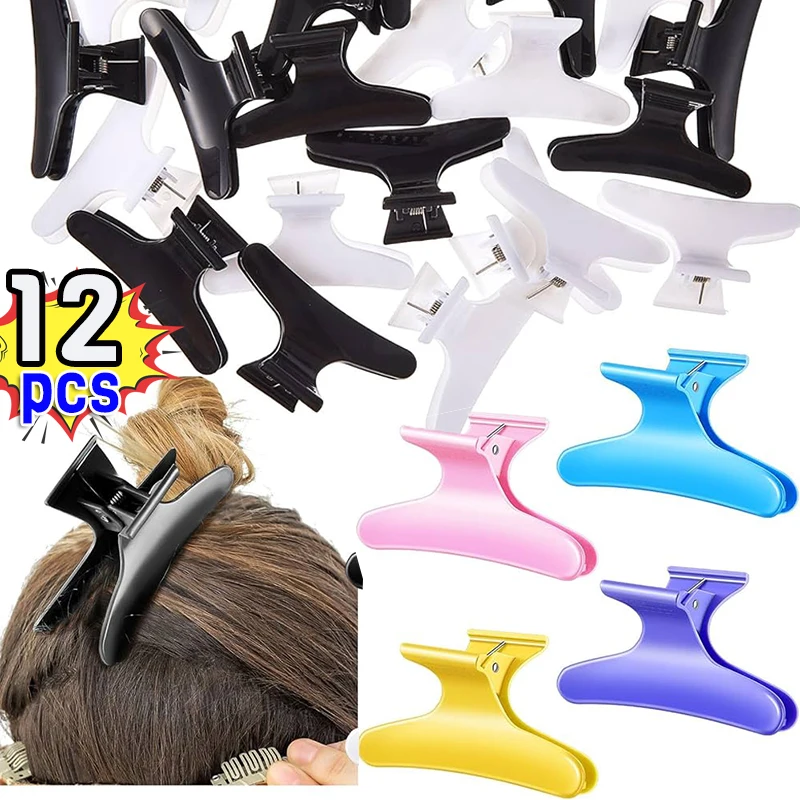 

2/12pcs Butterfly Hairdressing Section Clips Women Girls Hair Section Claw Salon Accessories Hair Styling Holding Clamps Black