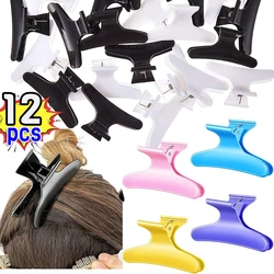 2/12pcs Butterfly Hairdressing Section Clips Women Girls Hair Section Claw Salon Accessories Hair Styling Holding Clamps Black