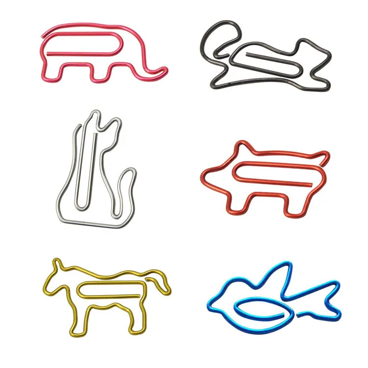 6Pcs Animal Shaped Paper Clips Cute Paperclip Assorted Colors Fun Creative Funny Memo Clips For Kids Children Party Invitation