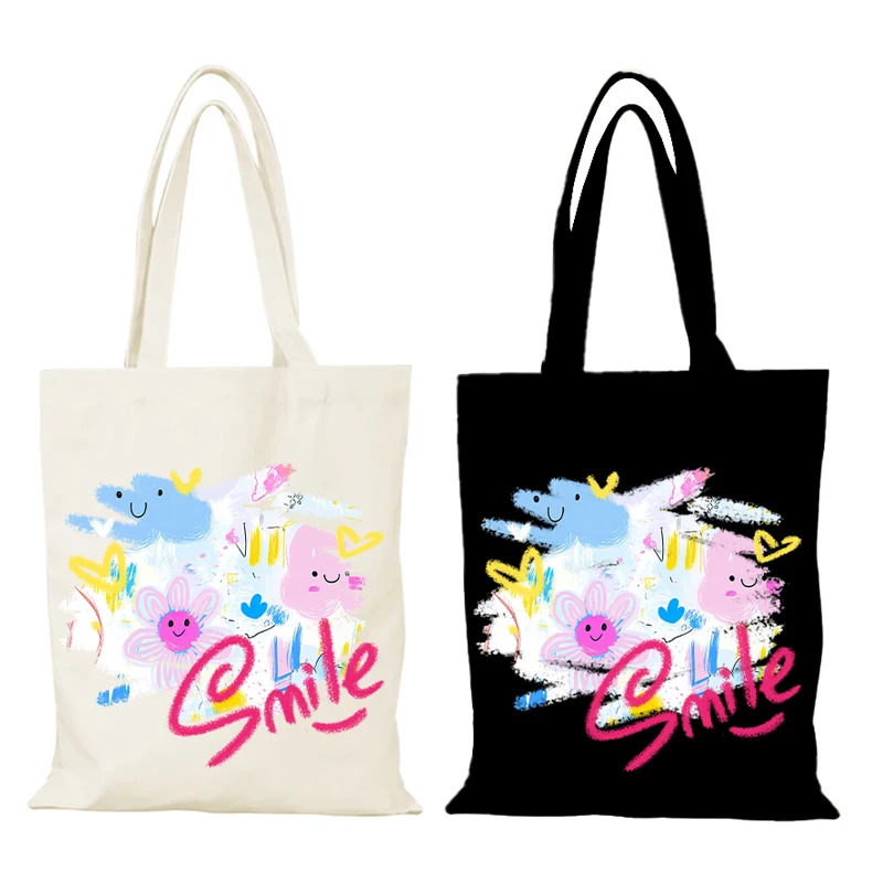 Cute Shopper Bag Cartoon Canvas Tote Bag Lady Bags Handbags Women's Handbag Eco Shopping Beach Cloth Shoulder the Folding New