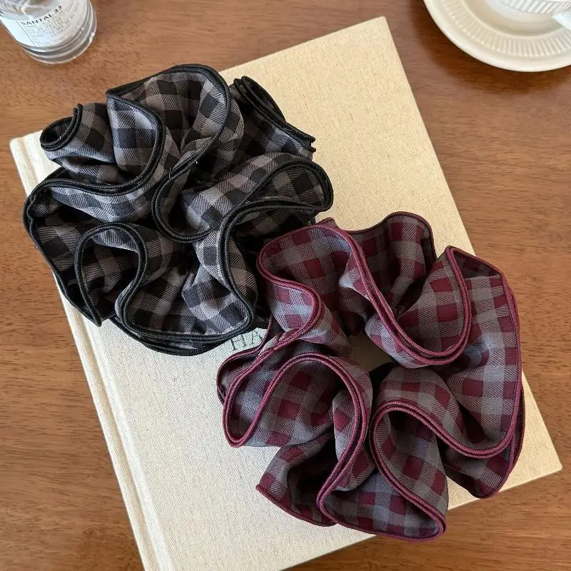 Grandi elastici Fasce per capelli scozzesi vintage Eleganti elastici per coda di cavallo Accessori per capelli da donna