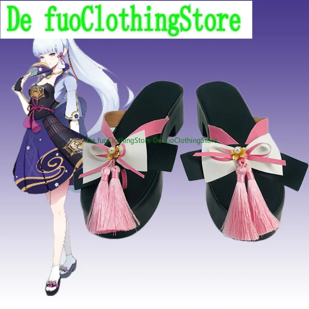 

Defuo Genshin Impact Kamisato Ayaka Cosplay Shoes Anime Boots Anime Game Role-playing Shoes And Boots Halloween Party