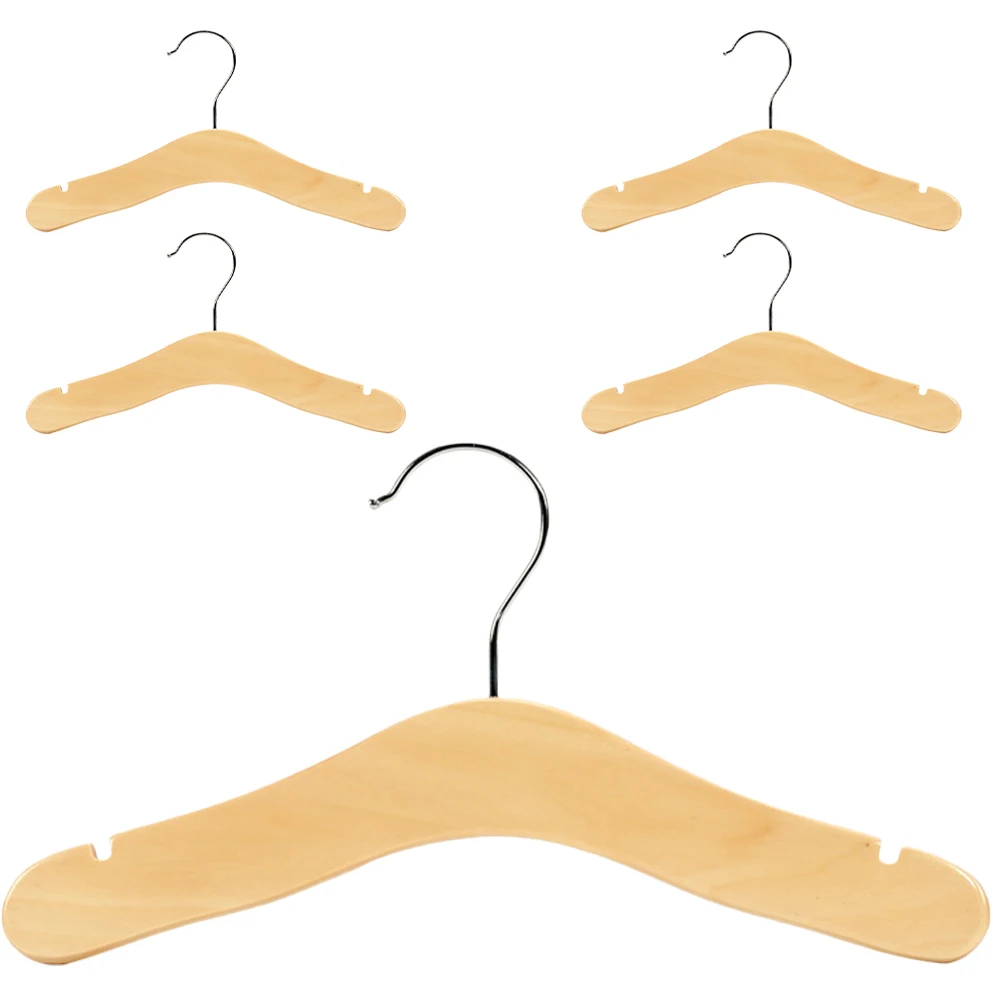 

5 pcs Solid Wood Baby Clothes Hangers Small Size for Newborn Kids Clothing Store Wooden Hanger No Burrs