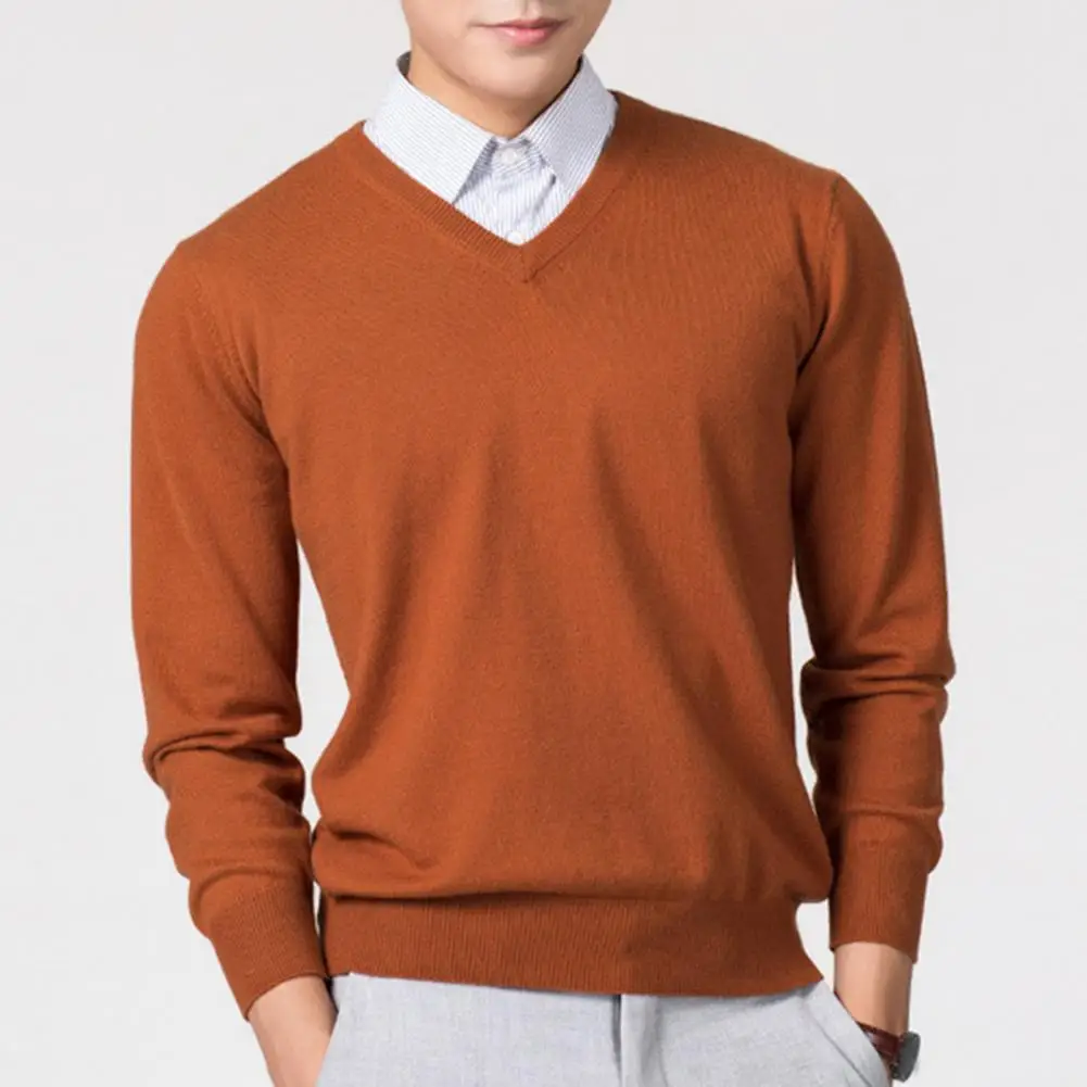 

Lightweight Men Sweater Cold Weather Men Sweater Men's V-neck Solid Color Sweater Slim Fit Knitwear Thick Pullover for Autumn