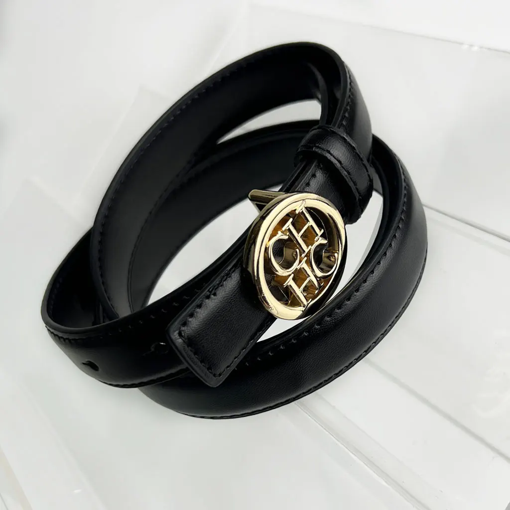 Sabuk Wanita Desain Mewah dengan Gesper Bulat Elegan untuk Jeans dan Gaun, Aksesori Fashion Mewah untuk Wanita