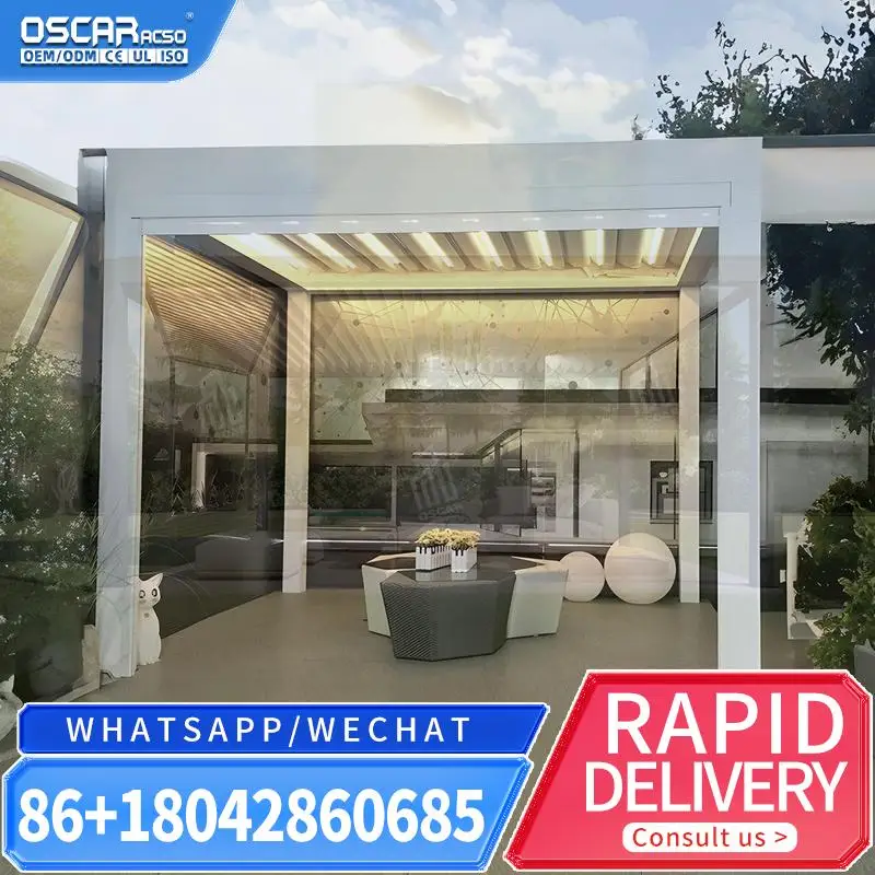 

Adjustable Shading Function Durable Design Patio Outdoor Canopy Backyard Balcony Courtyard 4m X 4m Garden Automatic Roof Louver