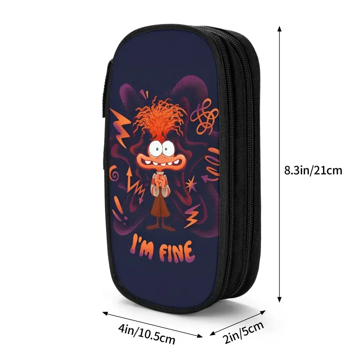 Inside Out 2 Anxious I'm Fine Cartoon Pen Box Double Layer Large Capacity School Accessories Pencil Bag Suprise Gift