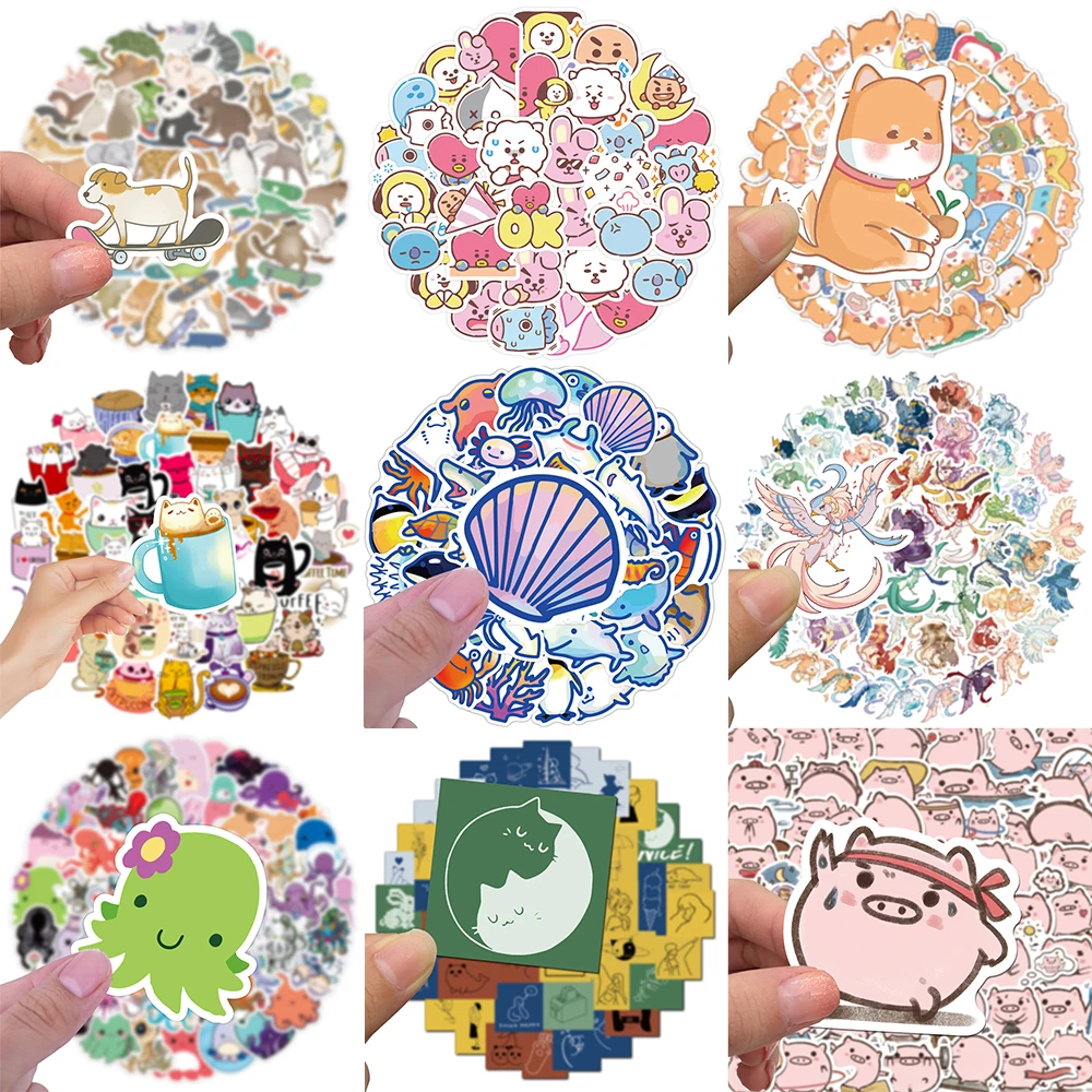 10/30/50PCS Cartoon Animal Stickers Series Creative Graffiti Decal Refrigerator Notebook Water Cup Guitar Decoration Wholesale