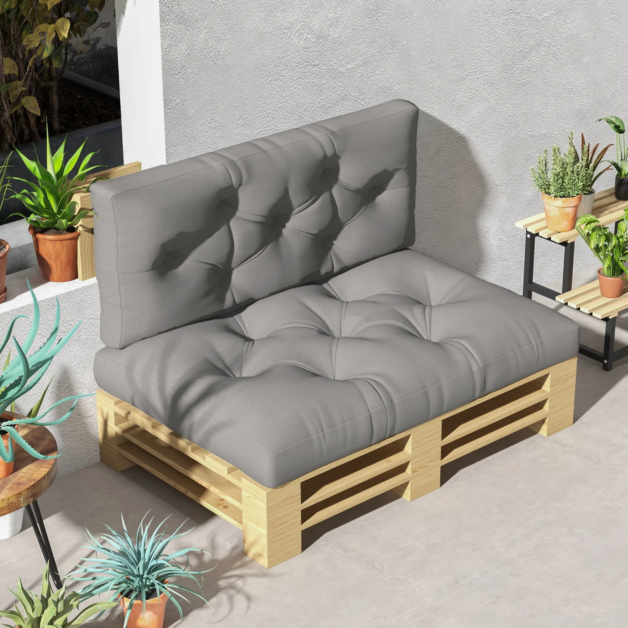 Comfortable Light Grey Outdoor Seat Cushion Set