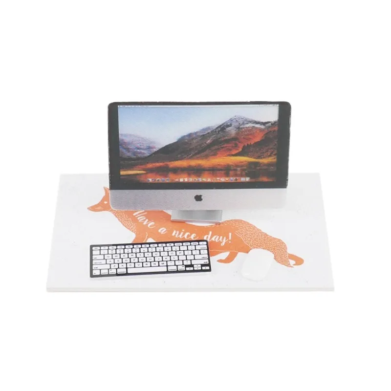 Dollhouse LCD Computer Set Keyboard Mouse Computing Monitor Model Doll Accessories Miniatures 1/12 Home Decor Decoration