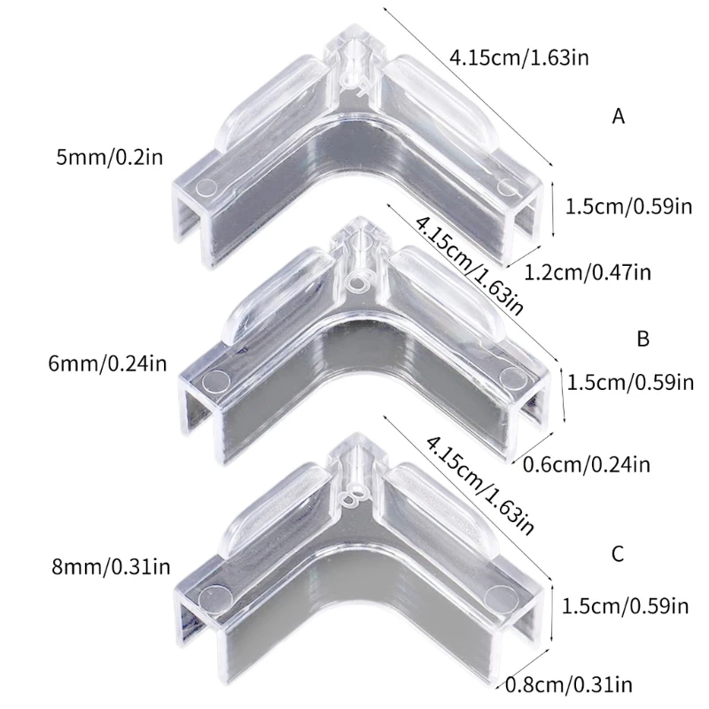 Paraurti sicurezza trasparenti per acquari Angolo Protezioni paraurti a prova bambino Staffe Clip per vetro 5/6/8mm NUOVO