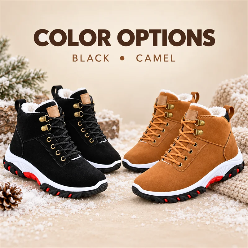 Botas cálidas para hombre, botas de nieve, zapatillas de deporte cálidas de invierno con Fluf, zapatos de senderismo al aire libre, zapatos de trabajo antideslizantes para hombre, botas de plataforma