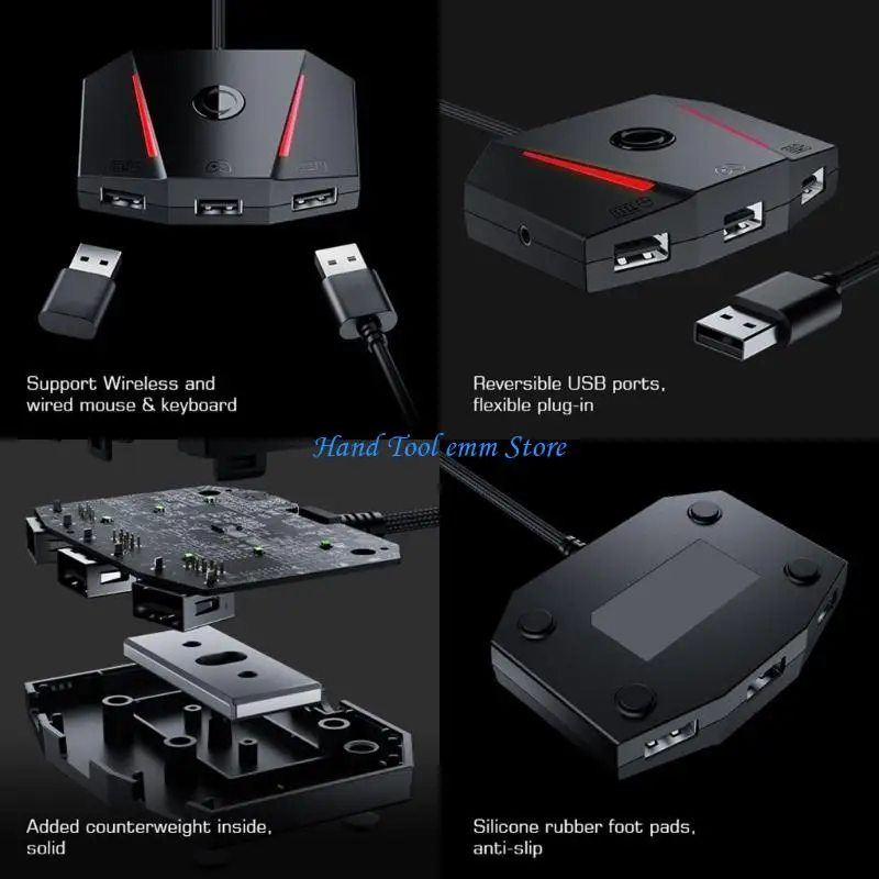 

H37F Multi Consoles Gaming Adapters with Colorful Lights & Weighted Base for VX2 AimB